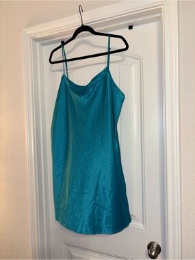 Caribbean Joe Teal Satin Slip Dress